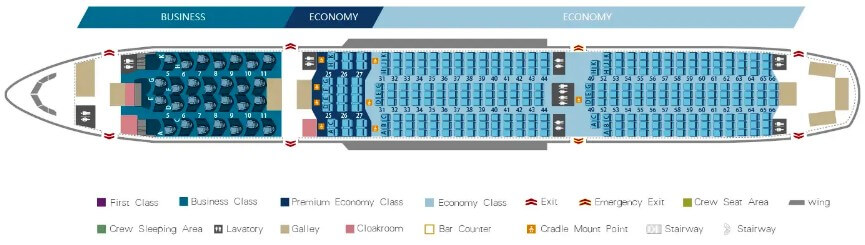 Airbus A350-900 China Southern salon sxemasi