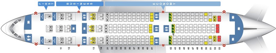 Boeing 787-9 Dreamliner China Southern salon sxemasi